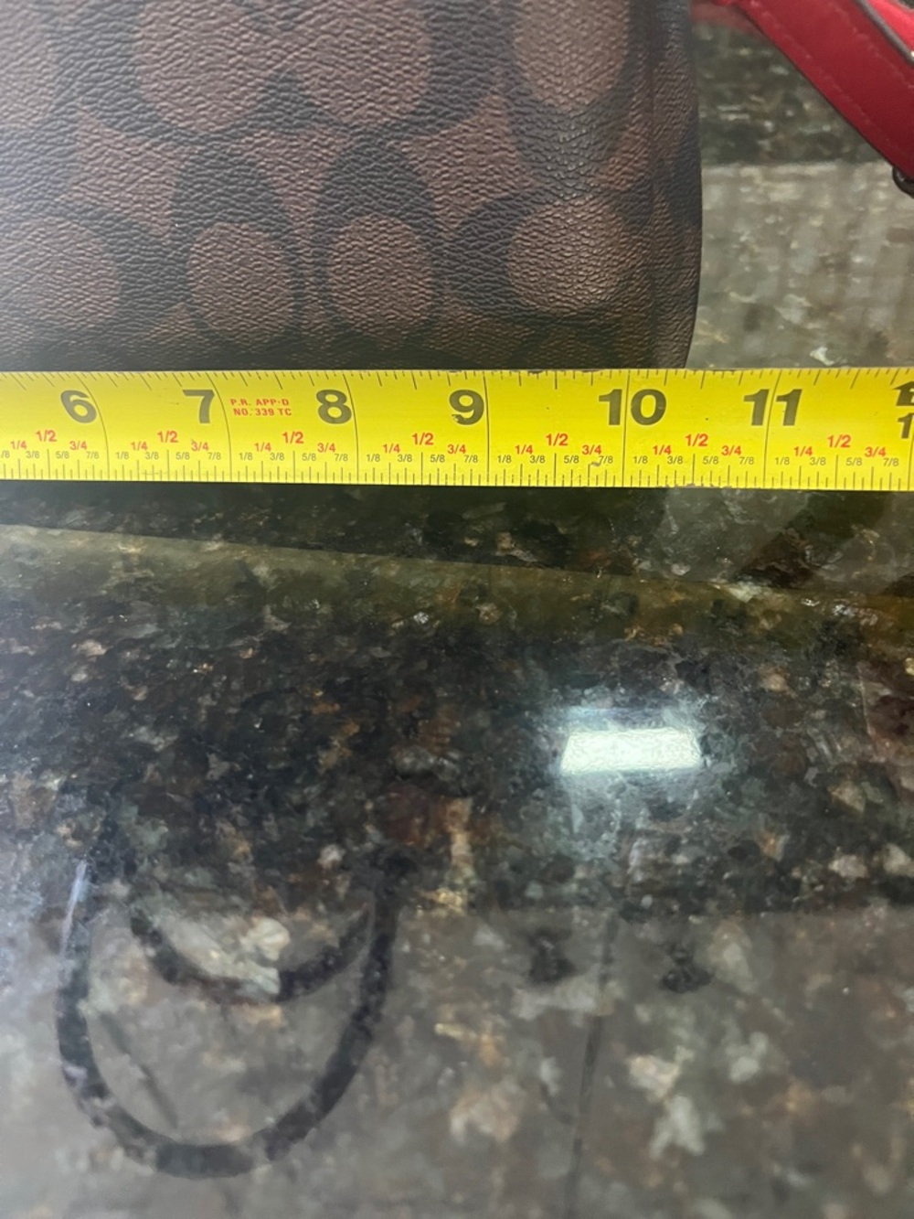 Coach Brown Signature Satchel with Red Trim and Tag - Picture 5 of 7